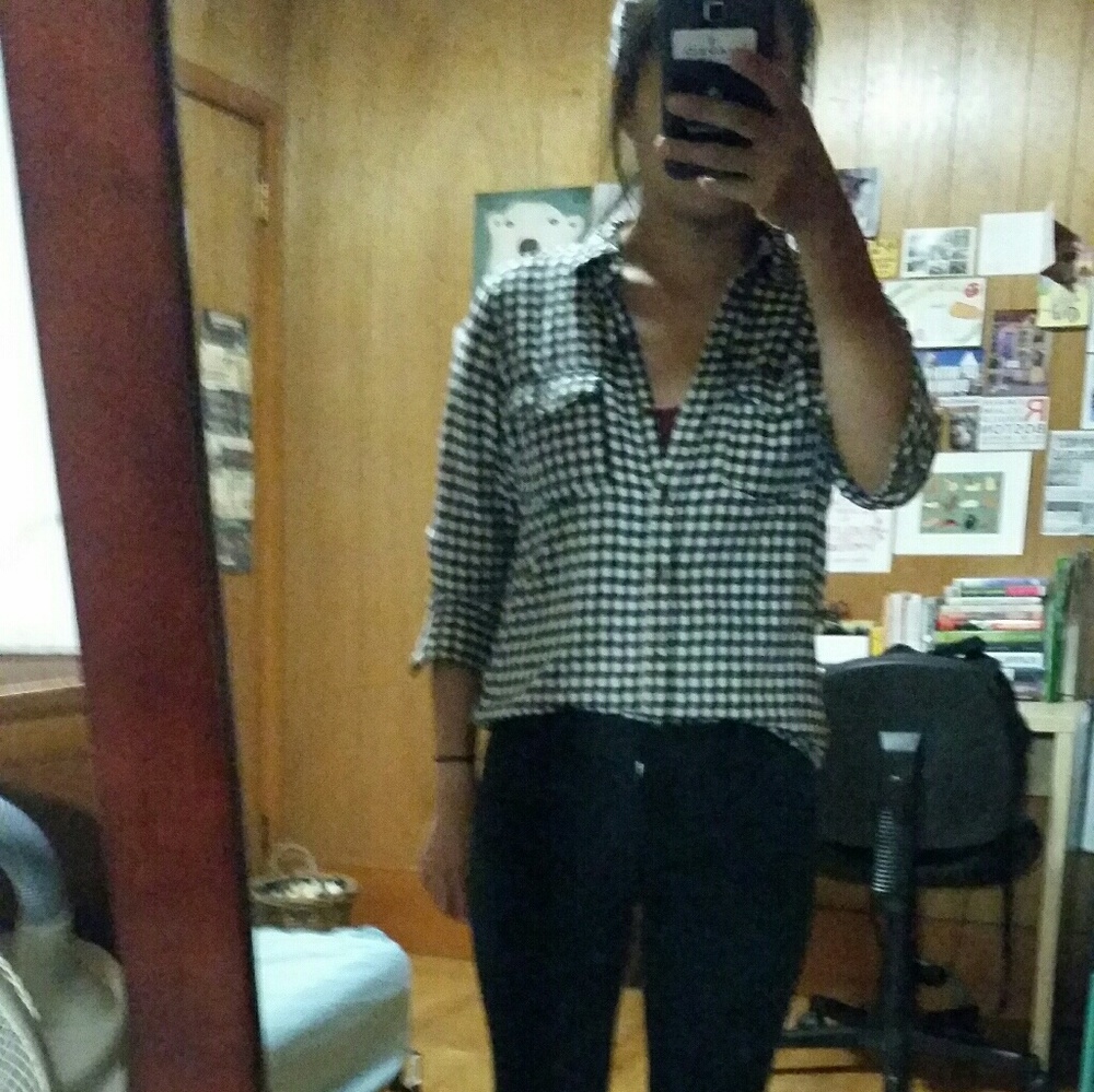 Forever 21 black/white gingham button down